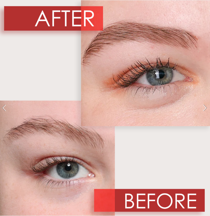 before and after using double lash serum by godefroy 