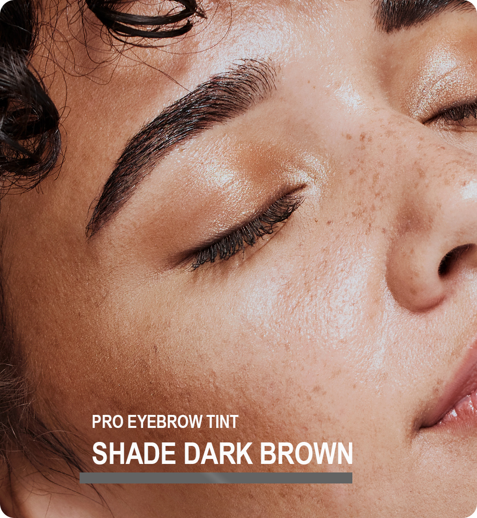 woman with instant eyebrow tint dark brown