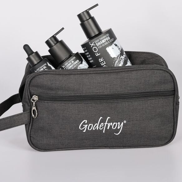 toiletry godefroy bag with silver fox hair products