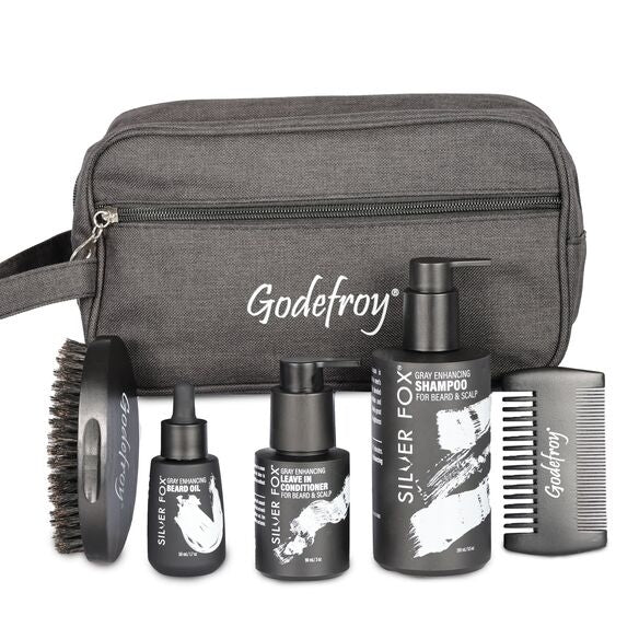 toiletry godefroy bag with silver fox products