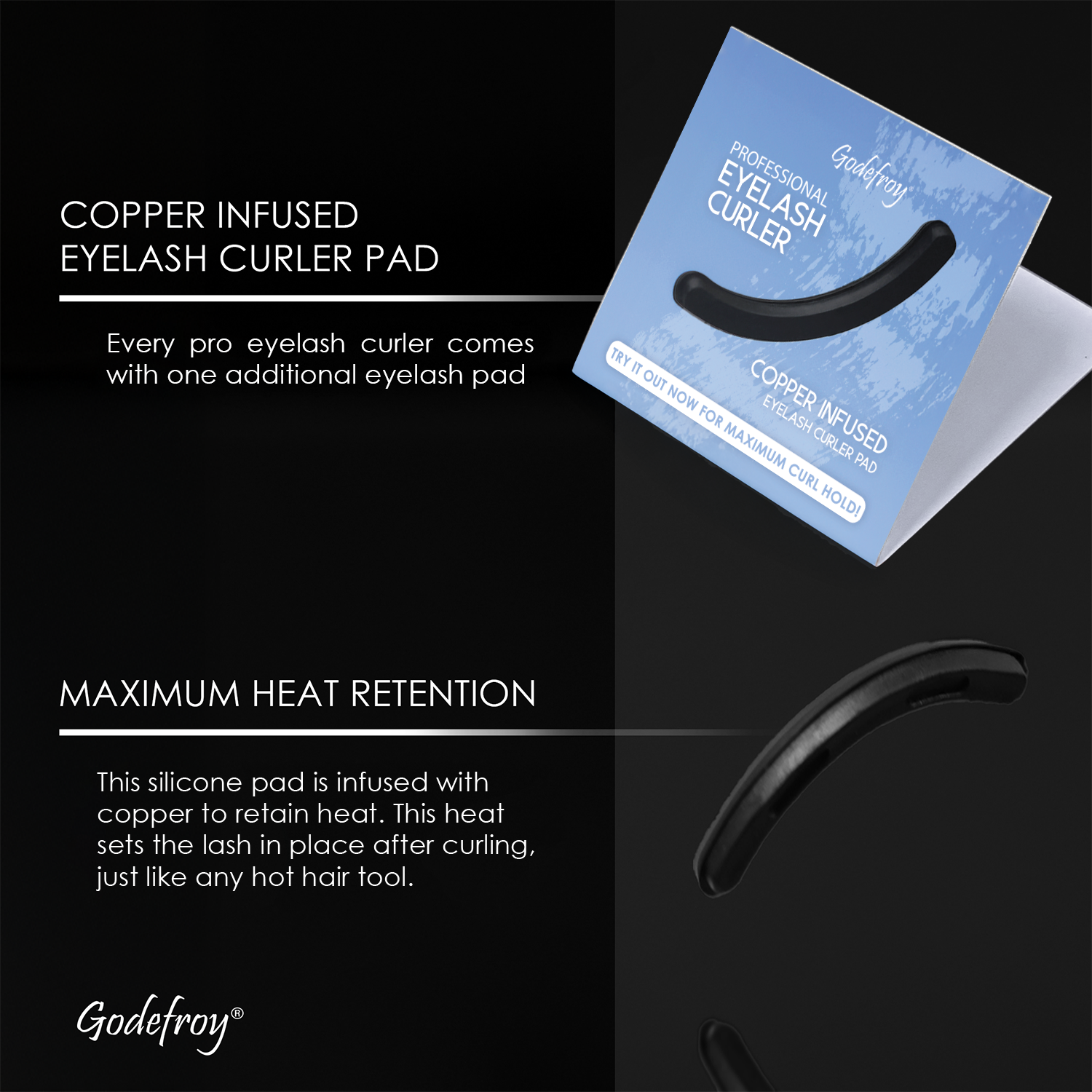 Eyelash pad card and product with text
