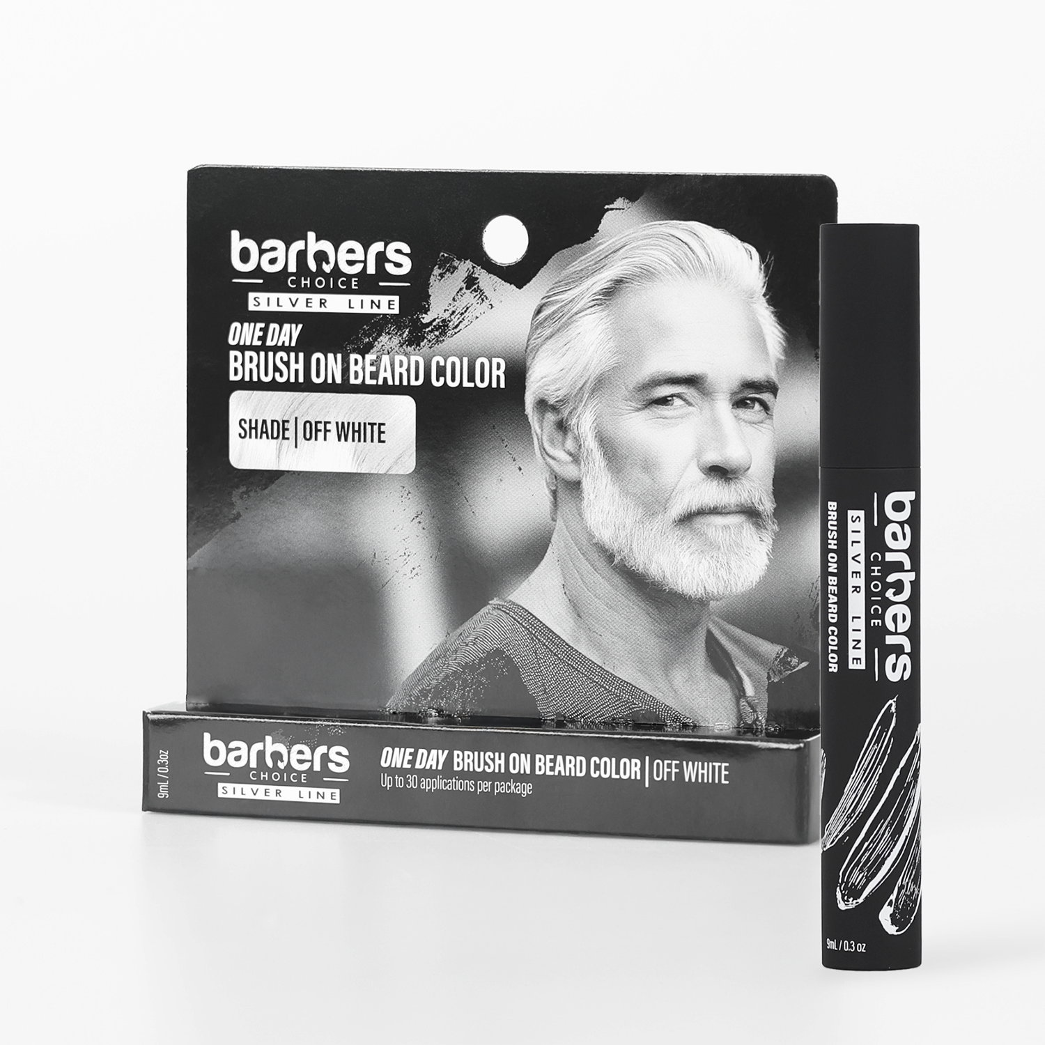 silver line brush on beard colorant in shade off white