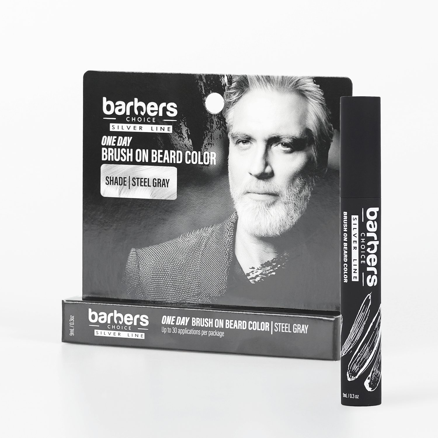 silver line brush on beard colorant in shade steel gray