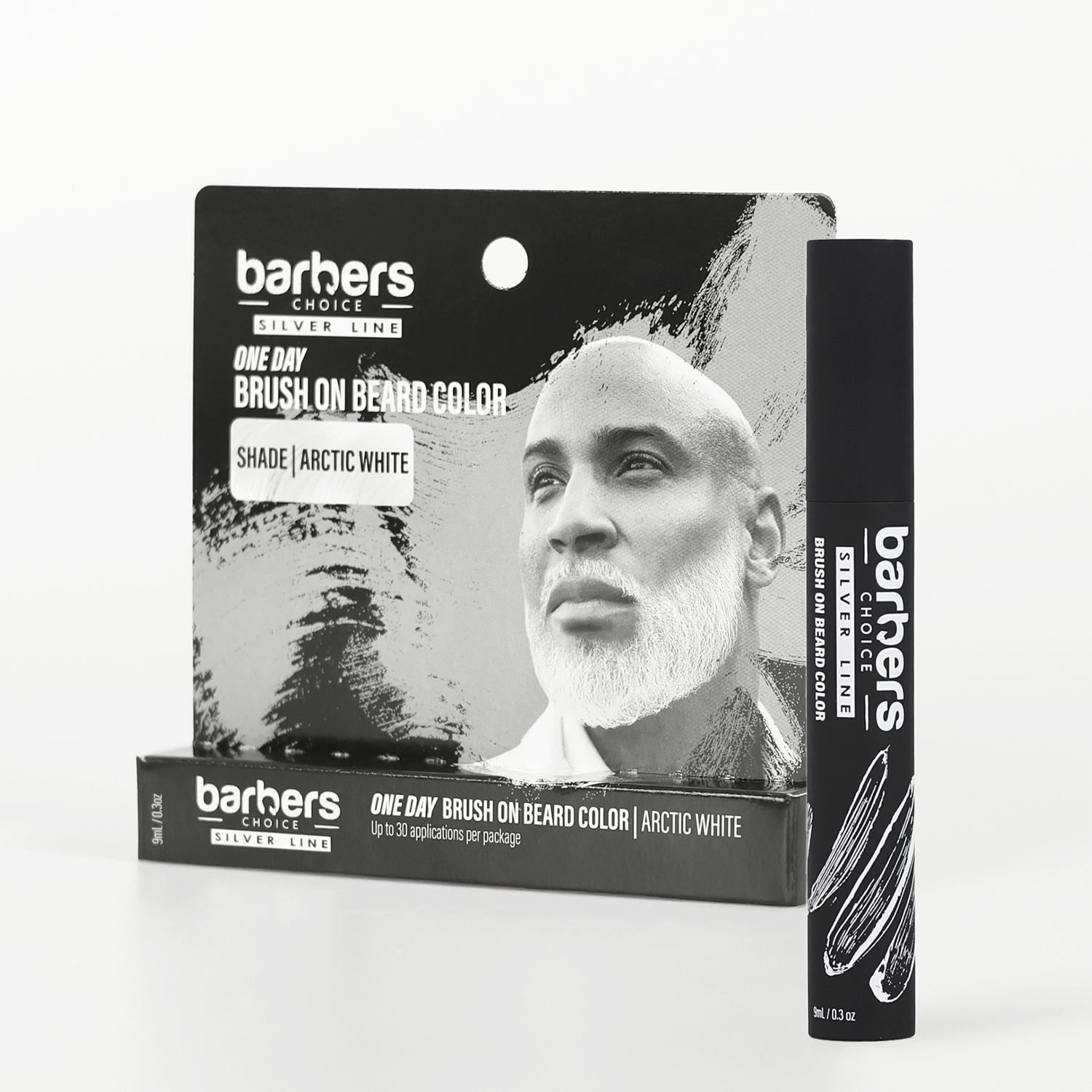 silver line brush on beard colorant in shade artic white