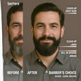 Load image into Gallery viewer, Before and after comparison of a man with gray hair covered up using Barber's Choice product.