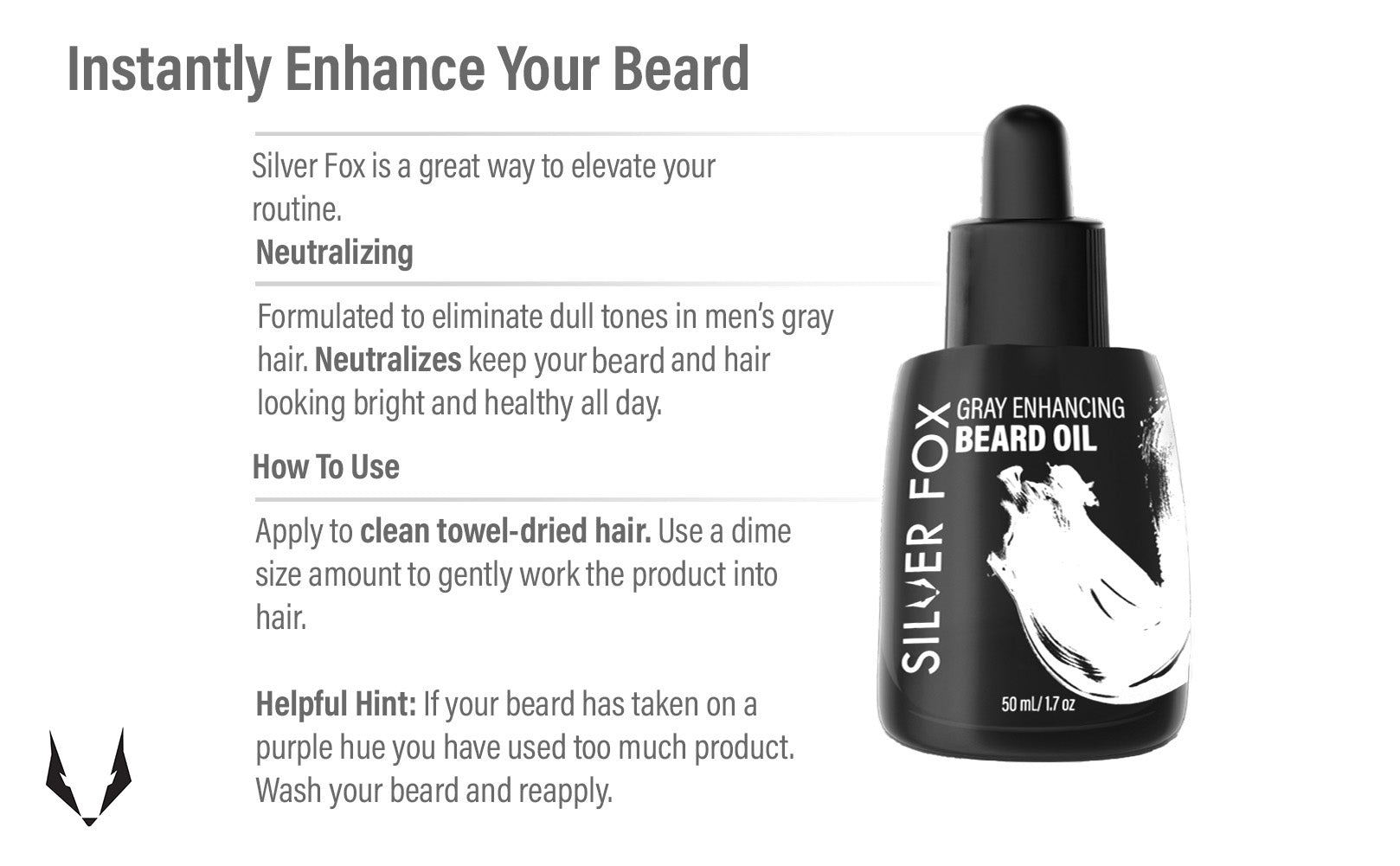 Silver Fox beard oil functions and instructions