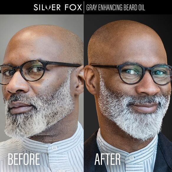 before and after grey enhancing beard oil