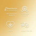 Load image into Gallery viewer, peta vegan sustainable made in usa logos