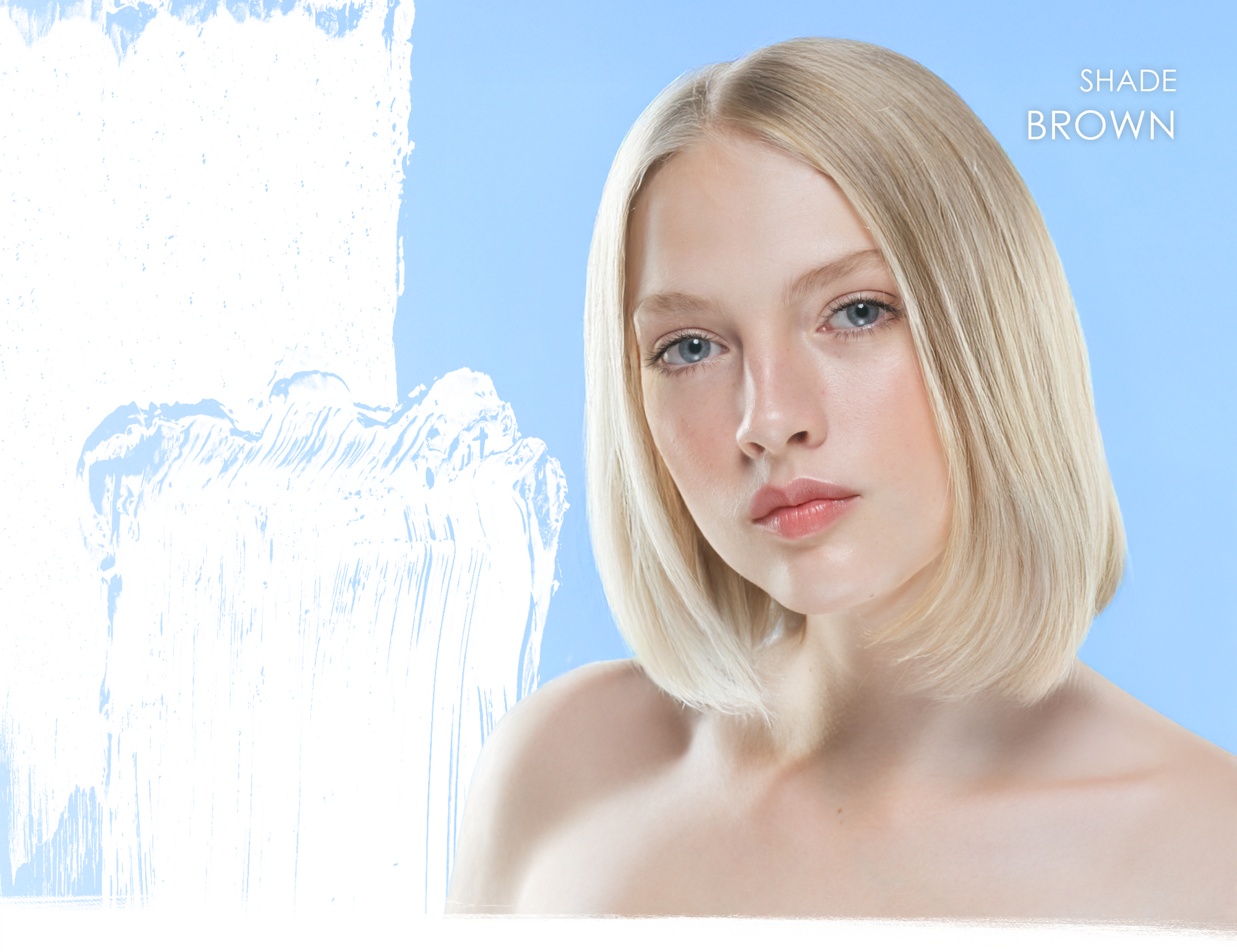 blonde with blue background