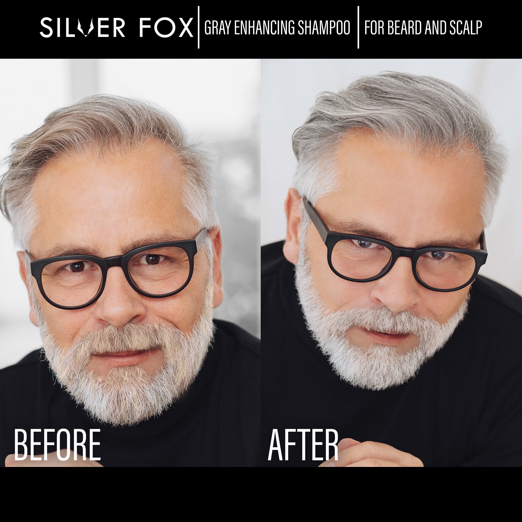 before and after senior man gray beard 