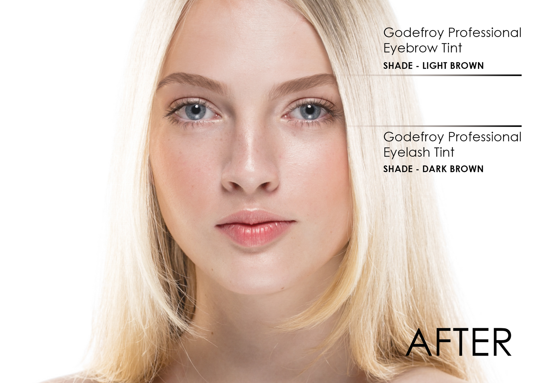 after of blonde woman with eyebrow tint