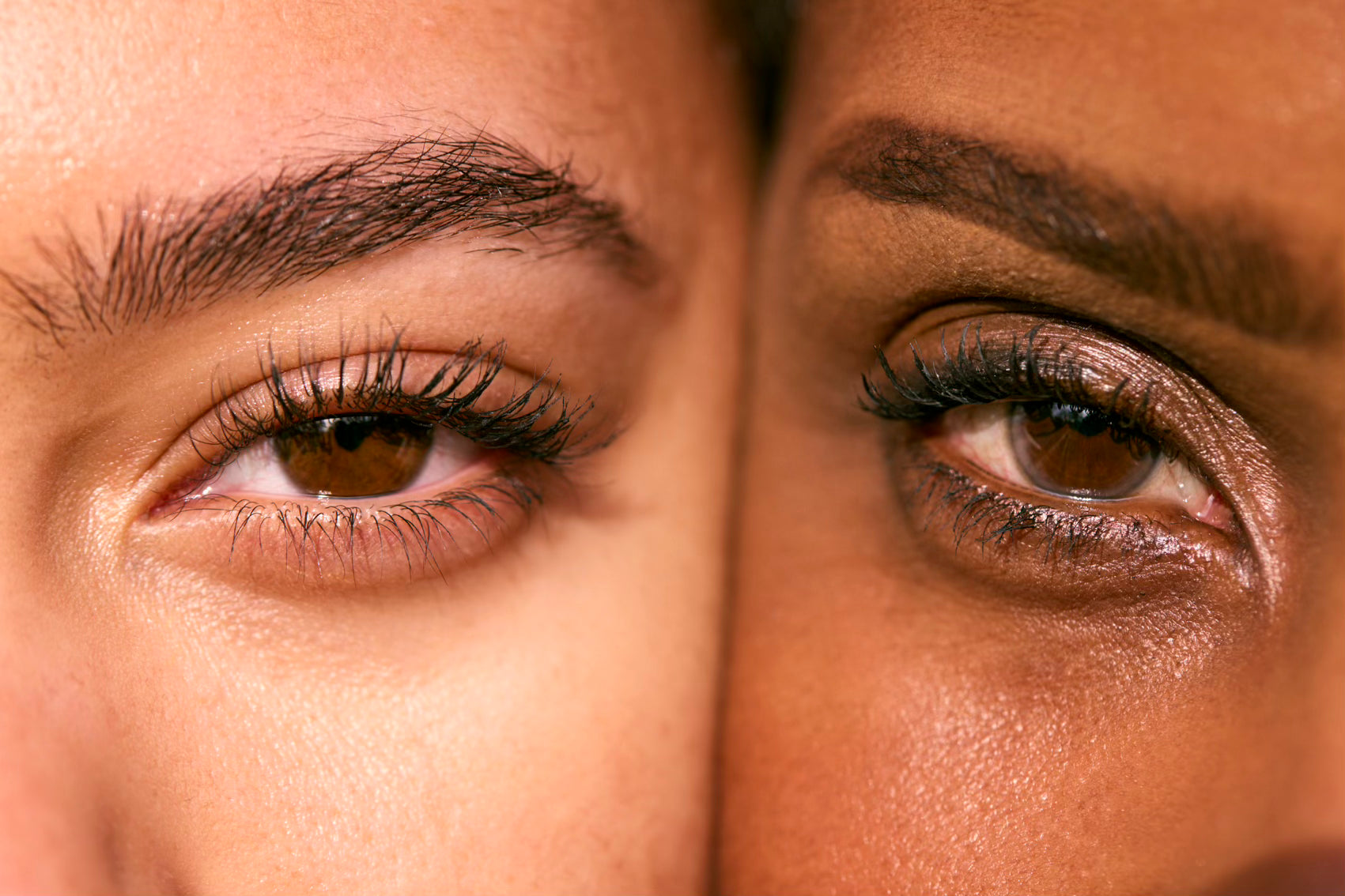 Close up of two women's eyes