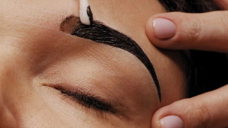 close up of eyebrow tinting