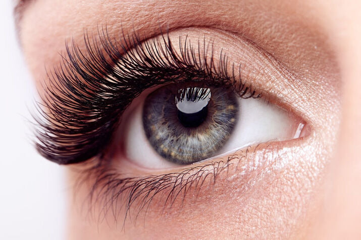 woman with long dark eyelash