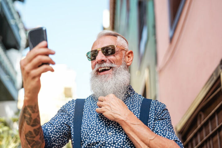 fashionable man with grey beard