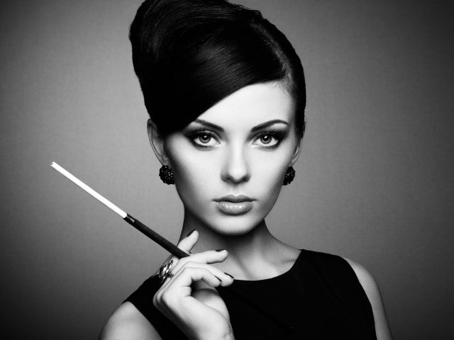 Woman dressed like Audrey Hepburn