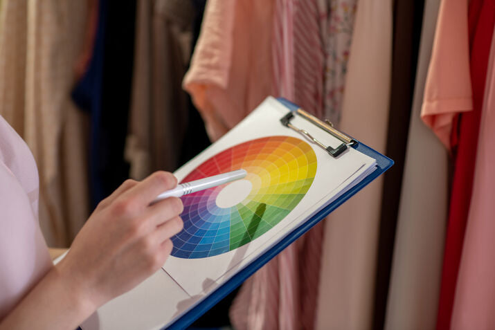 Close up of color wheel on clipboard