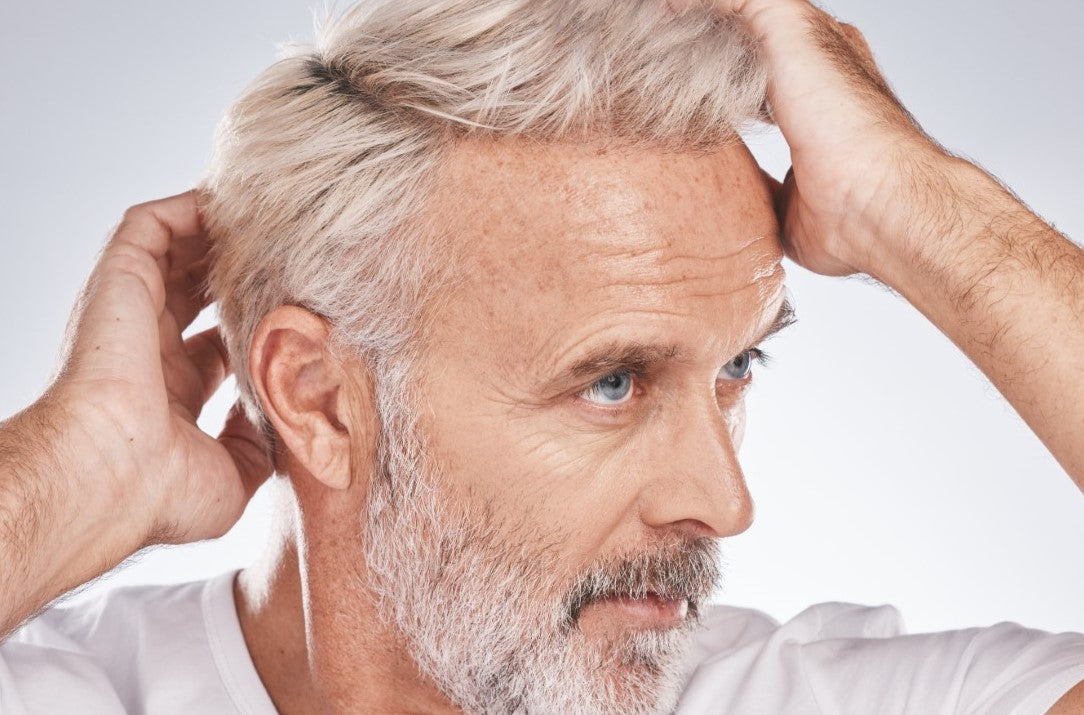 senior man grey hair care