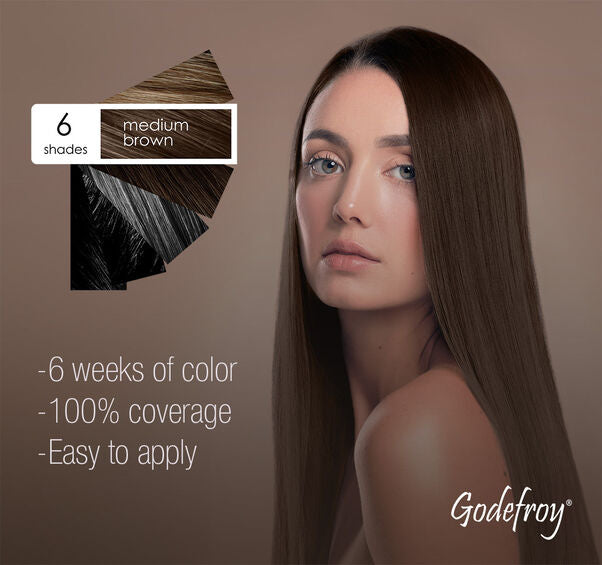 Woman with long hair showing medium brown shade