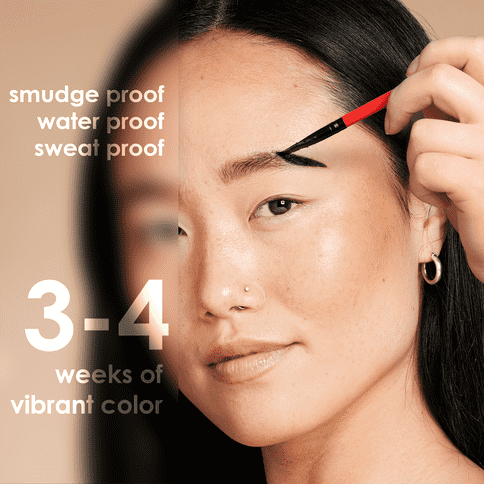 woman applying natural black eyebrow tint