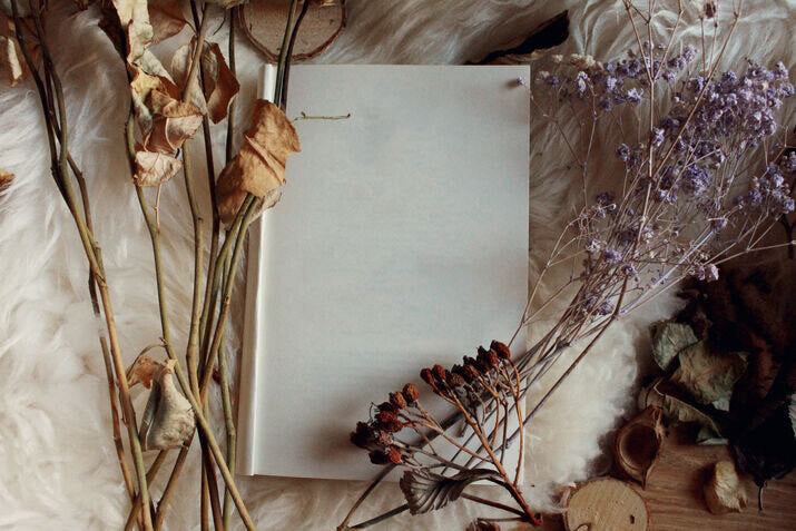 parchment paper and dried flowers