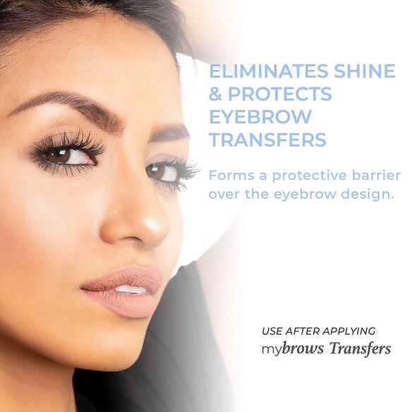 woman with full brows and text