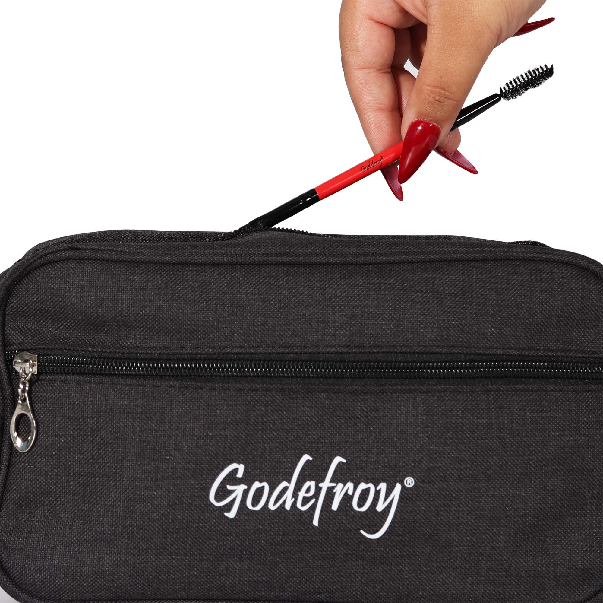 closeup Godefroy kit with red spoolie brush