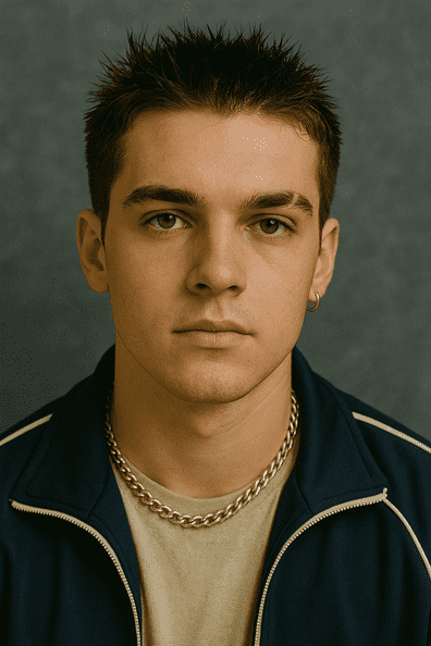 Young man with eyebrow slit