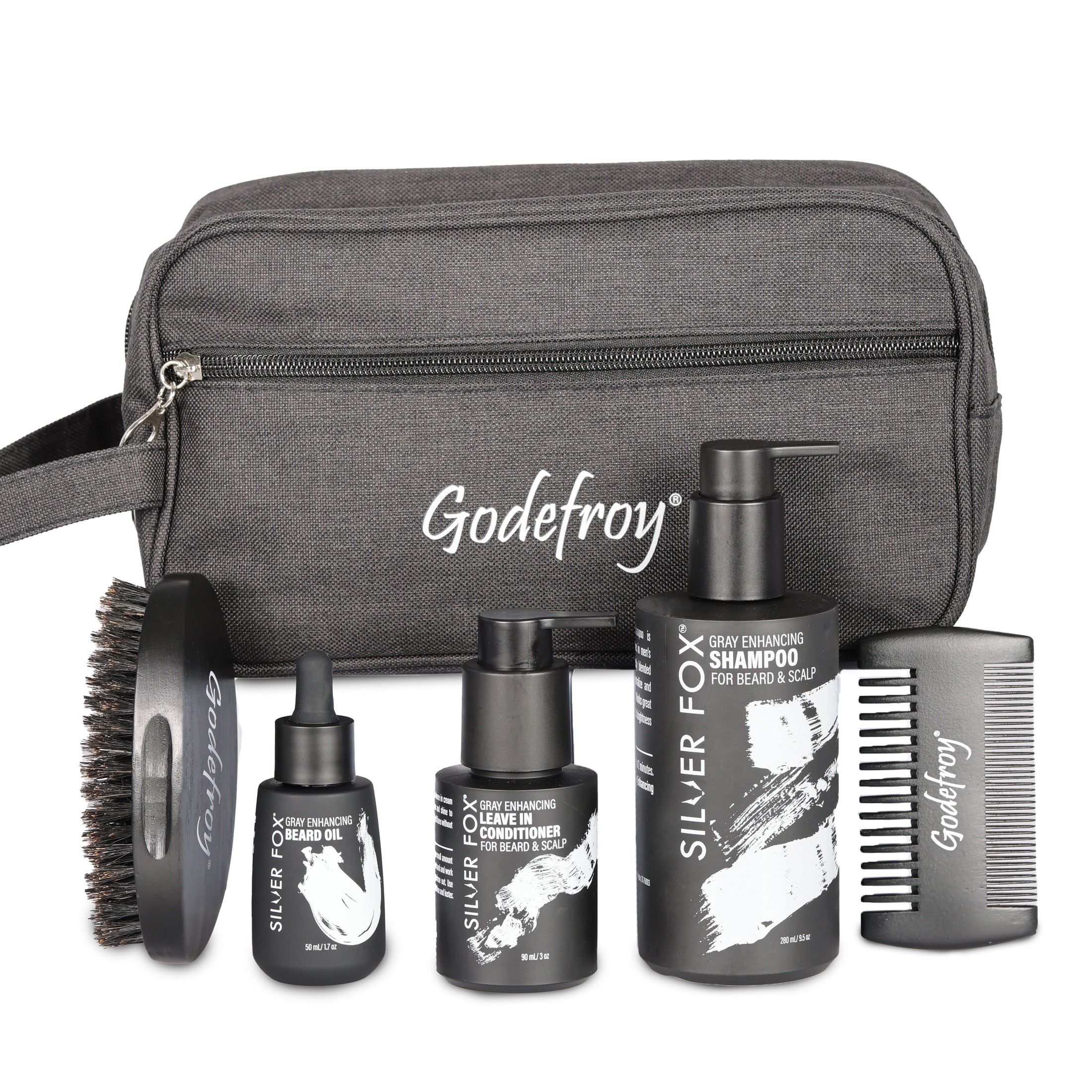 toiletry godefroy bag with silver fox products 