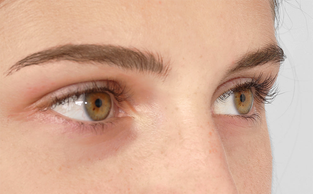 close up of eyelashes and eyebrows 