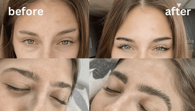 before and after of eyebrow tint