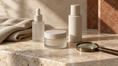 Load image into Gallery viewer, Plain cosmetic containers and a magnifying glass on a warm stone surface (color: Light Brown) (Size: 4 Applications)
