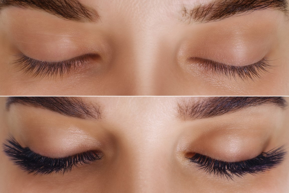 before and after lash extensions 