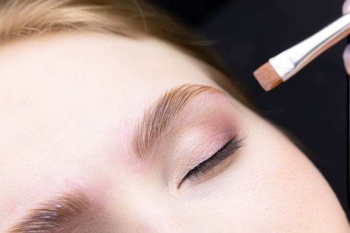 Close up photo of women's eyebrows and lashes