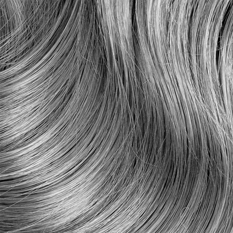 Close up of enhanced gray hair