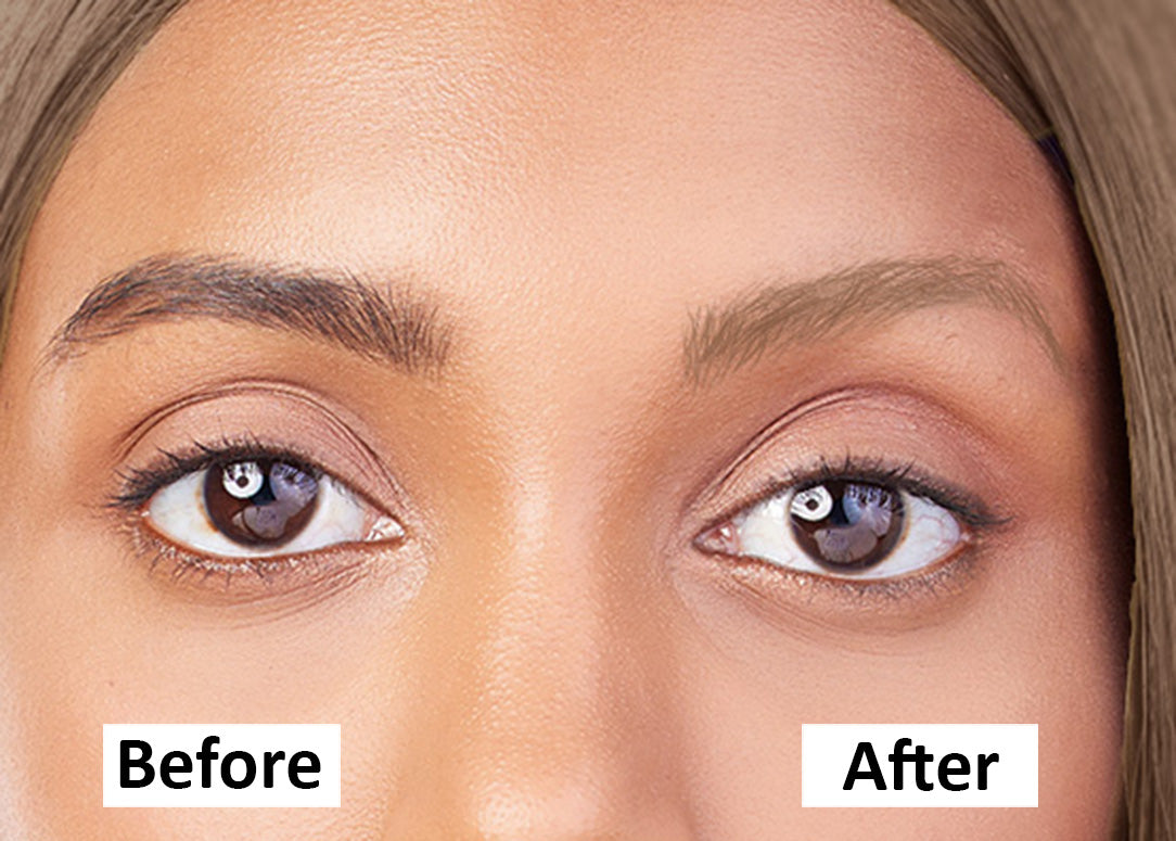 Women with before and after blonde dyed brows