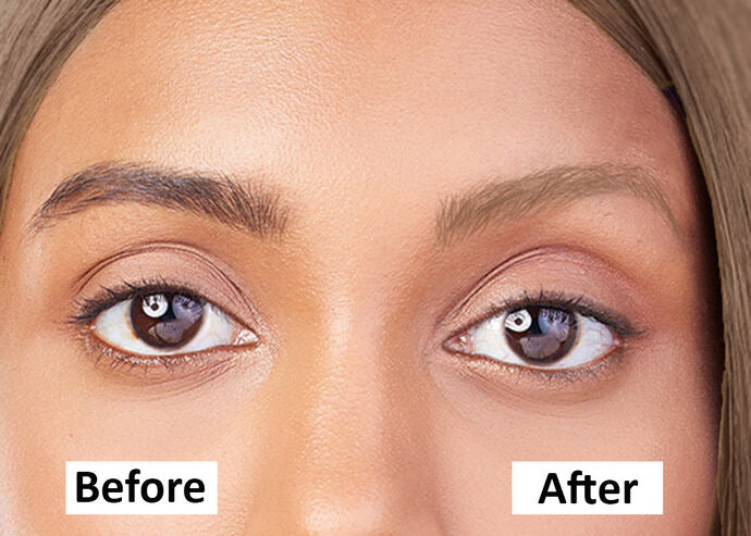 Women with before and after blonde dyed brows