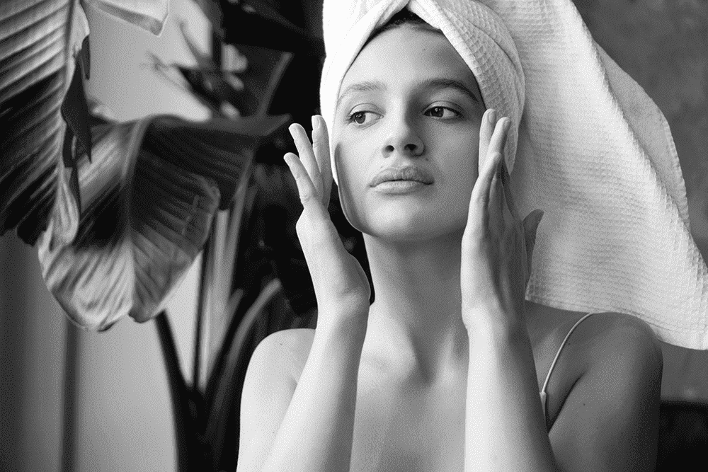woman doing a morning routine